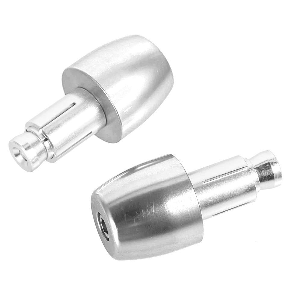 Tappi Terminali Manubrio Moto Set di Cursori delle Maniglie Antivibranti Accessori per manubri da 22mm 7/8" (Argento)