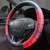 Housse de Volant de Voiture en Cuir Microfibre Universel Manchon de Volant de Dessin Animé Anime De Mode Antidérapant Respirant Durable Confortable 15 Pouces 38 cm Housse de Volant Fit Suv Truck,A