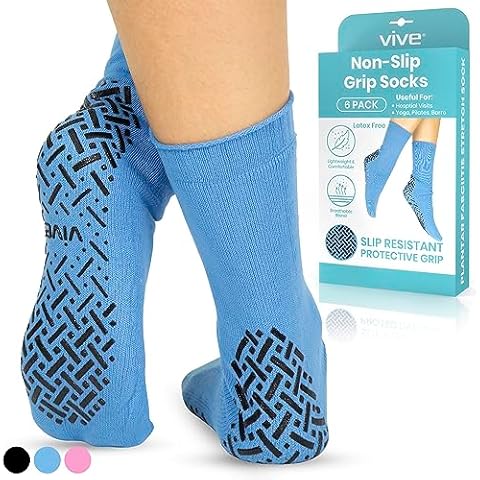 Vive Non Slip Socks - 6 Pack with Grip Cover