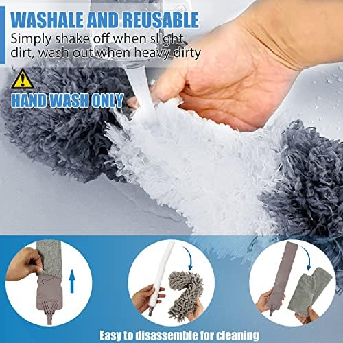 Dusters for Cleaning Extendable, 6PCS Feather Duster with 30 -100 inch Telescopic Extension Pole, Detachable Bendable Washable and Reusable Dusters for Cleaning Cobweb High Ceiling Blinds Lights Cars