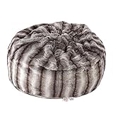 Faux Fur Bean Bag Chair Luxury and Comfy Big Beanless Bag Chairs Plush Furry Chair Soft Sofa Lounger for Adults and Kids,Sponge Filling, 3 ft, Grey Streak Print