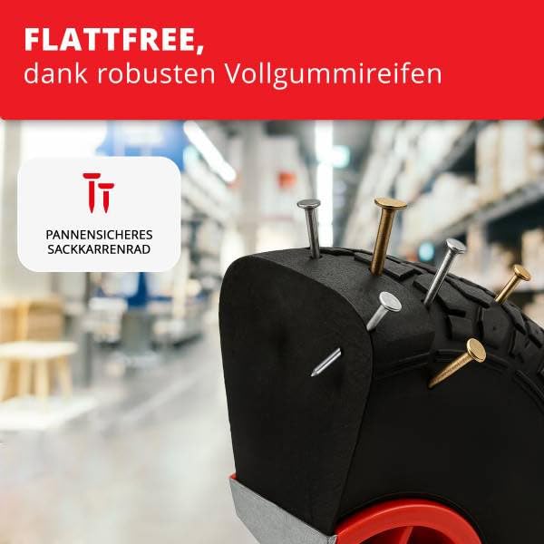 Sackkarre 200 kg klappbar, Schwerlast Sackkarre mit Vollgummireifen, ausziehbare Transportkarre faltbar mit Treppenfunktion, stabile Handkarre für Umzug, Baustelle, Garten, Lager und schwere Lasten