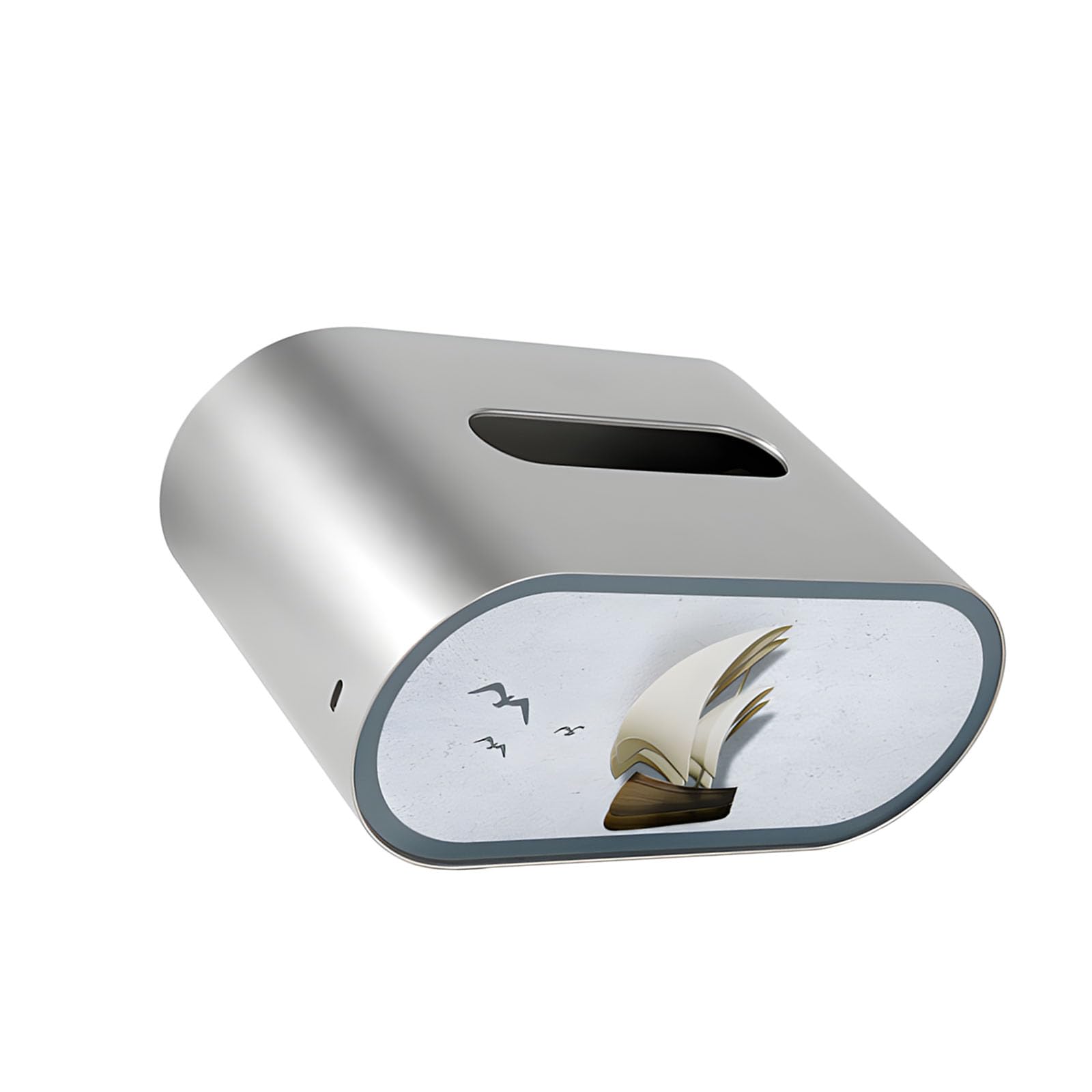 Tsophreniq LED Tissue Holder Napkin Storage Box with Night Light Countertop Holder Stand Creative Oval Tissue Napkin Storage with Night Light