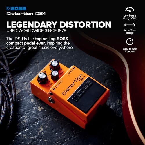 Image of BOSS DS-1 Distortion | Compact Distortion Pedal | The Benchmark in Guitar Distortion | Hard-edged Attack & Smooth Sustain | Wide Tone Range