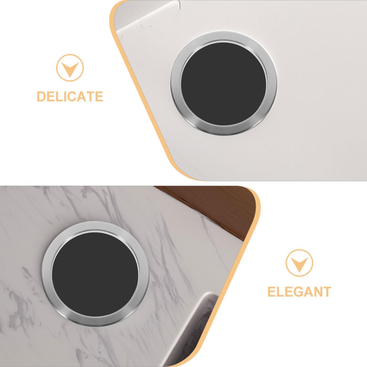 OSALADI Tapa Empotrada para Cubo de Basura de Cocina en Acero Inoxidable 430, Diseño Hueco Anillo Redondo, Cubierta Abatible Integrada para Encimeras, Solución Oculta y Compacta
