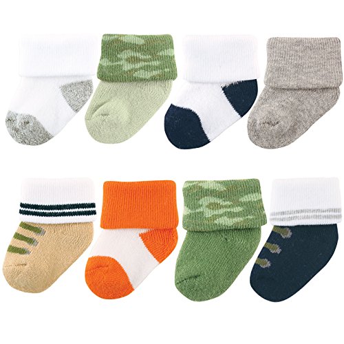 Luvable Friends Unisex Baby Newborn and Baby Terry Socks, Camo, 0-6 Months