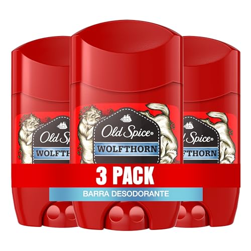 Talcos Y Desodorantes, Beauty OLD SPICE, Pack de 3, Desodorante en Barra, Wolfthorn, Aroma Cítrico, Adiós Mal Olor, Cuidado para Hombre, 50 g c/u