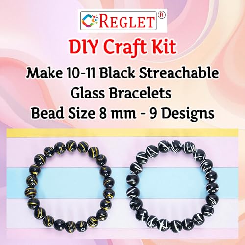 Image of 290 Pcs Black Glass Beads for Jewellery Making Kit - Glass Beads for Bracelet Making Kit - Bead Craft - 8mm
