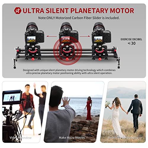 Ashanks Camera Slider Motorized, App Control Carbon Fiber Track Dolly Rail With Time-Lapse Video Shot Follow Focus Shot And 120 Degree Panoramic Shoot, For Android/Ios Smartphone, 31.5In/80Cm #TOP1