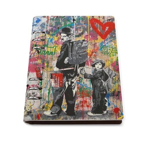 ノート Banksy バンクシー チャップリン 落書きアート メモ帳 バインダーノート A5 6穴 90枚 てちょう ハードカバー メモ ンダー A5サイズ 横罫線 ??本 文房具 オフィス用品 ルーズリーフ 学生 キャンパス おしゃれ プレゼント 贈り物