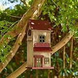 Glitzhome Birdhouses for Outdoors, Rustic 14.25" H Large Bird Houses for Outside, Distressed Painted Bird House Solid Wood Cottage Decorative Hanging Birdhouse for Outdoor Patio Garden,Washed Yellow