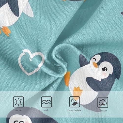 Cotton Toddlers Underwear Floral Cute Cartoon Penguins Teal Blue Panties Little Girl Print Undies Kids Briefs 2t3