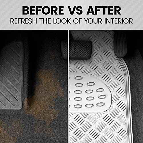 Bdk Universal Fit 4-Piece Metallic Design Car Floor Mat - (Silver) (Mt-641-Sl) #TOP5