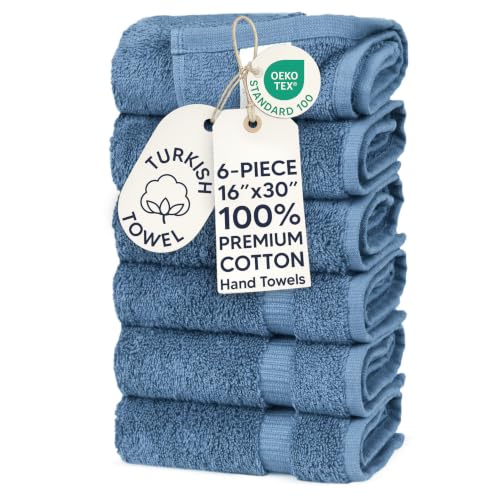 Chakir Turkish Linens Premium Cotton Absorbent Turkish Towels (Hand Towel - 6 Piece, Wedgewood)