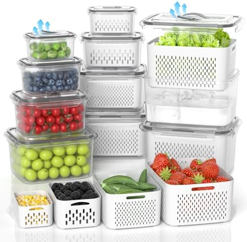 damynuo 10Pack Fruit Storage Containers for Fridge - Berry Contai...