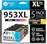 Smart Ink Compatible Ink Cartridges Replacement for HP 953XL 953 XL 5 Multipack (2 Black XL & C/M/Y) with Advanced Chip Technology use with HP Officejet pro 7720 7730 7740 8710 8715 8720 8725 Printer