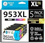Smart Ink Compatible Ink Cartridges Replacement for HP 953XL 953 XL 5 Multipack (2 Black XL & C/M/Y) with Advanced Chip Technology use with HP Officejet pro 7720 7730 7740 8710 8715 8720 8725 Printer