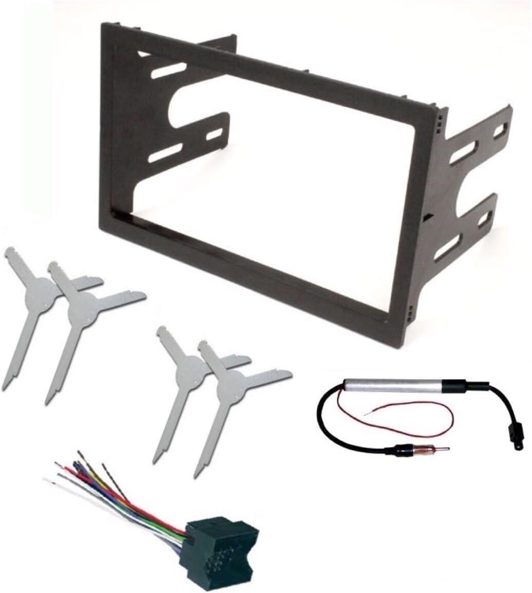 Double Din Car Stereo Pocket Kit, Wire Harness, AM/FM Radio Reception Antenna Adapter, and Radio Removal Tool -Made for VW Volkswagen: 2003-2006 Golf, 2003-2004 Jetta, 2003-2005 Passat + More Years