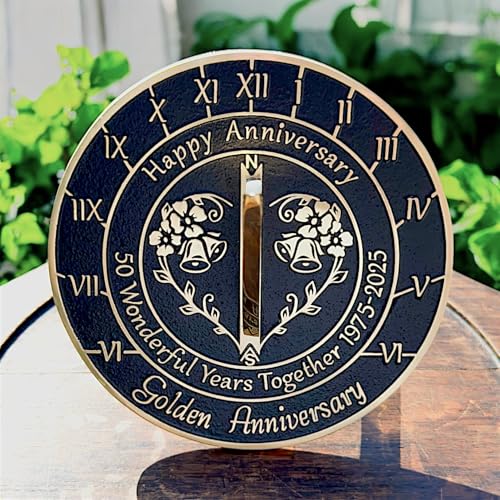 image for The Metal Foundry Anniversary Sundial Gift for 50th Golden Wedding Ann