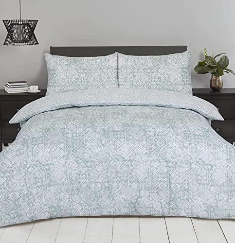 Night Comfort Percale Polycotton Blend Double Duvet Cover with 2 Pillowcases - Stylish Botanical Pattern Floral Printed Hotel Quality Duvet Cover Set, Rose Pink