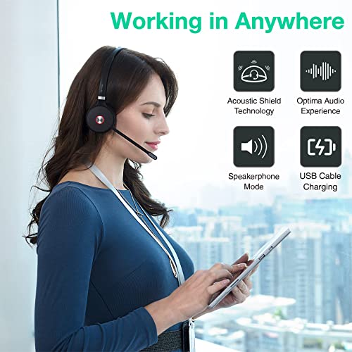 Yealink Wh62 Mono Wireless Headset Dect Portable, Teams & Zoom Compatible Noise Cancellation Headsets With Microphone, 120M 10H Talk Office Headphone For Voip Phone Computer Pc #TOP3