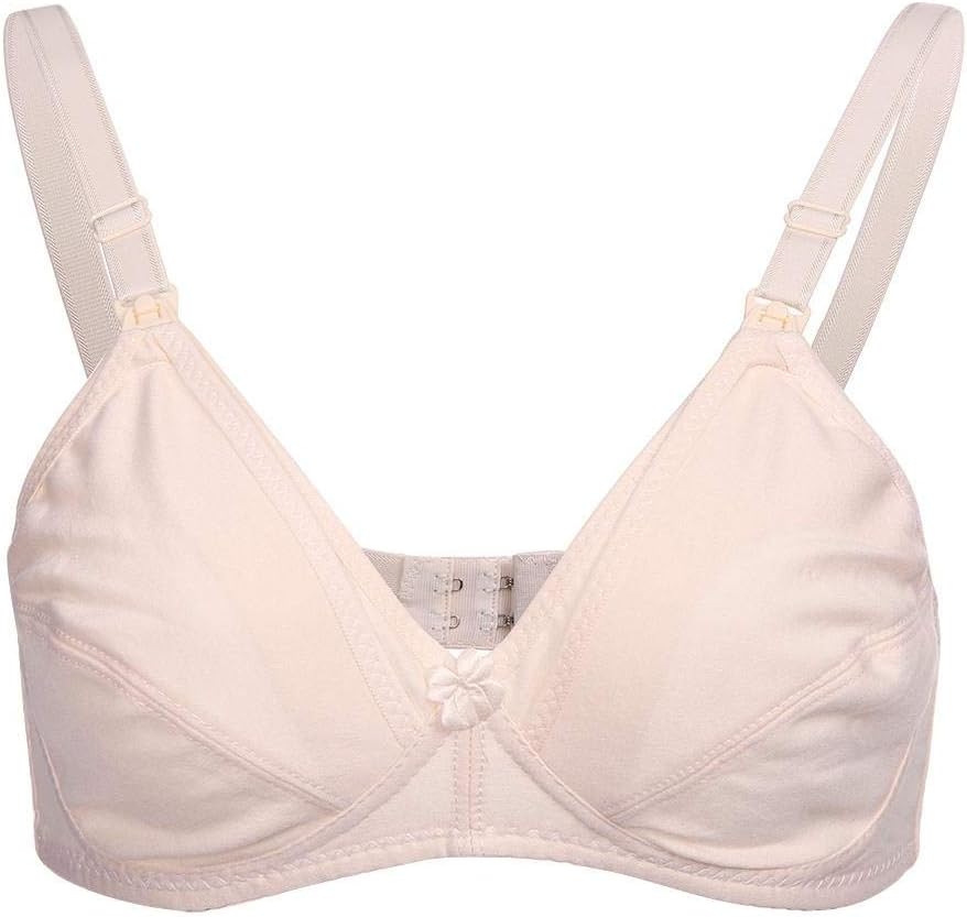 Nursing Bras Cotton Front Open Comfortable Seamless Maternity Breastfeeding Bra Sleep Comfort Bra with Adjustable Shoulder Straps Wire Free (Skin 38/85)