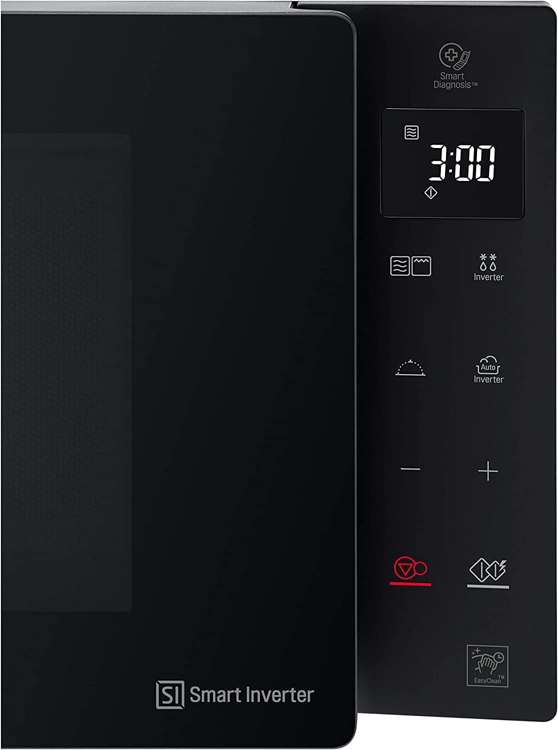 LG MH6535GDS Forno Microonde Smart Inverter con Grill al Quarzo, 25 Litri, 1000 W, Programmi Automatici, Livelli di Potenza Regolabili, Cottura a Vapore - Nero