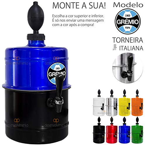 Chopeira Doméstica Torre 5,1 Lt Gremio Azul e Preta Torneira Tipo Italiana