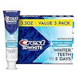 Crest 3D White Advanced Teeth Whitening Toothpaste, Arctic Fresh, 3.3 oz, Pack of 3