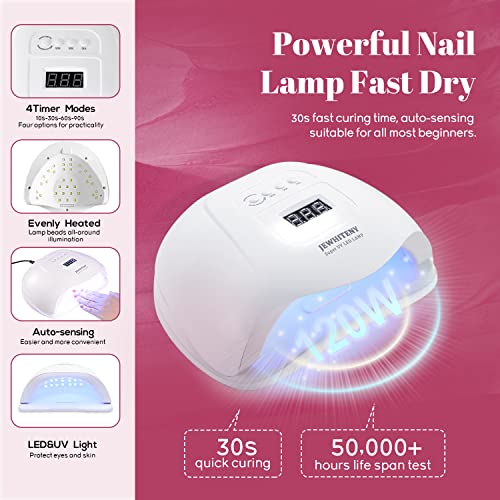 Jewhiteny 43Pcs Gel Nail Polish Kit With Uv Light 120W Led Nail Lamp 40 Colors Gel Nail Polish Set Manicure Tools All-In-One Nail Gel Kit #TOP4