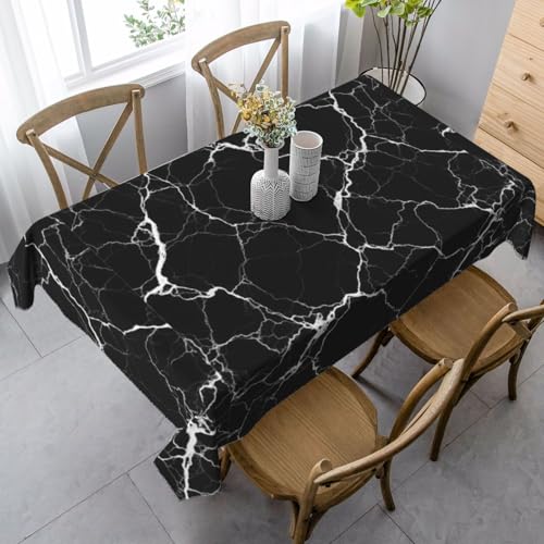 Nappe marbre noir 137x183 antitache housse table rectangulaire jardin