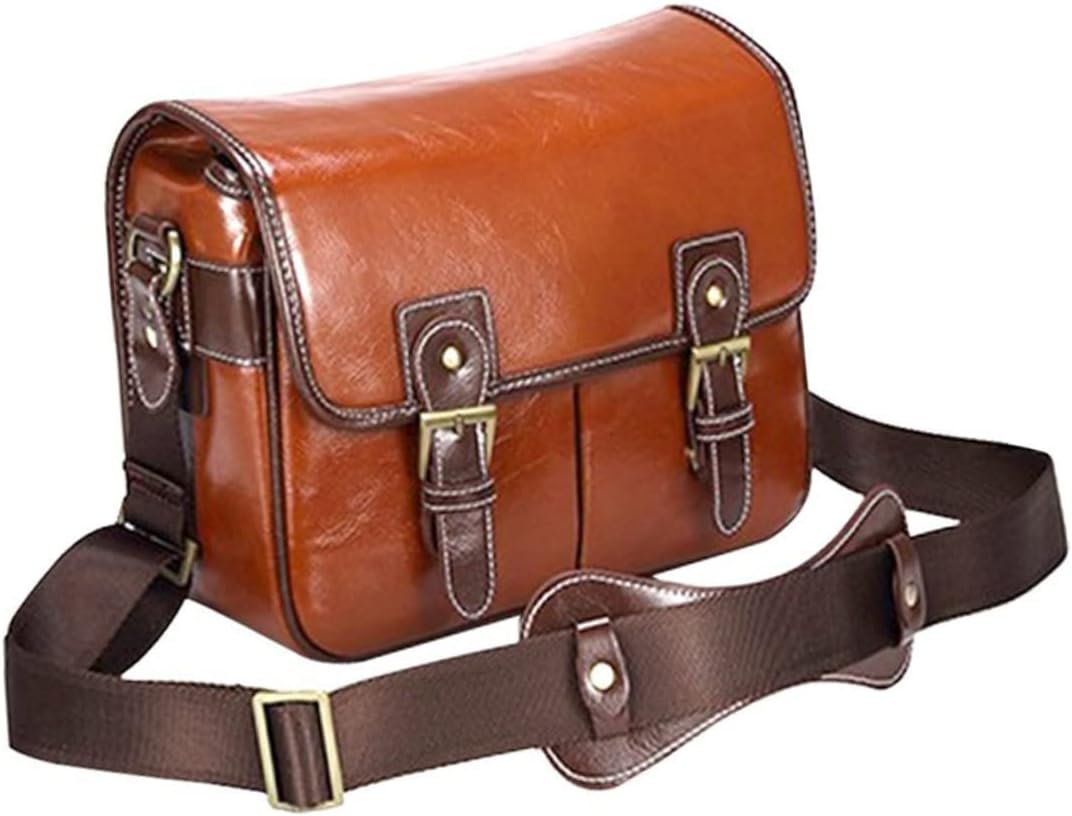 Portable Pouch Heavy Duty Pu Leather Camera Bag Waterproof for Dslr Adjustable Inner Divider Outer Pockets for Business Cards Phone Wallet