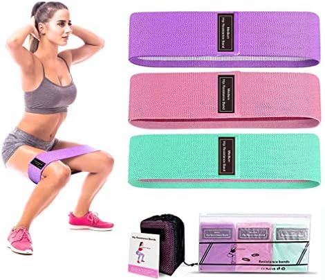 Fabric Resistance Bands for Women, Cloth Booty Bands for Working Out, Stretch Bands for Exercise, Squat Bands for Butt and Thighs/Legs, Fitness Loop Bands for Gym Home - 3 Levels Thick Wide Non-Slip
