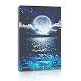 Canvas Wall Art for Bedroom Seascape with Moon Picture for Living Room Home Decor Ocean Landscape Pr