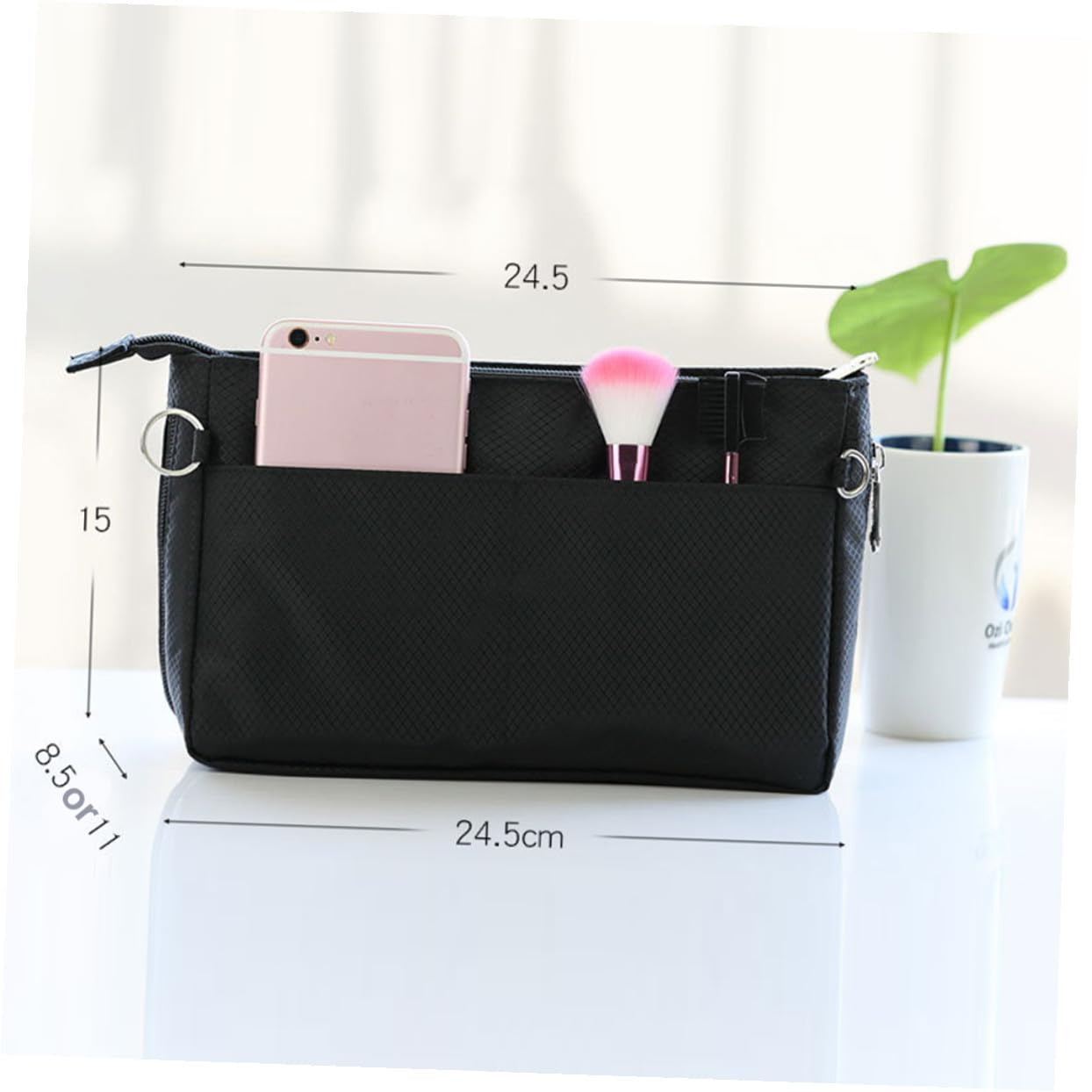 1pieza Bolsa De Almacenamiento para Cosméticos Organizador Interior para Bolsos Negro