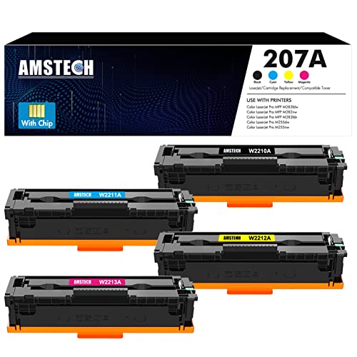 4er-Pack 207A 207X Multipack Tonerkartusche als Ersatz für HP Color Laserjet Pro MFP M283fdw Toner M255dw M282nw M283fdn M255nw W2210A W2210X W2211A W2212A W2213A - Schwarz Cyan Gelb Magenta Mit Chip Cover