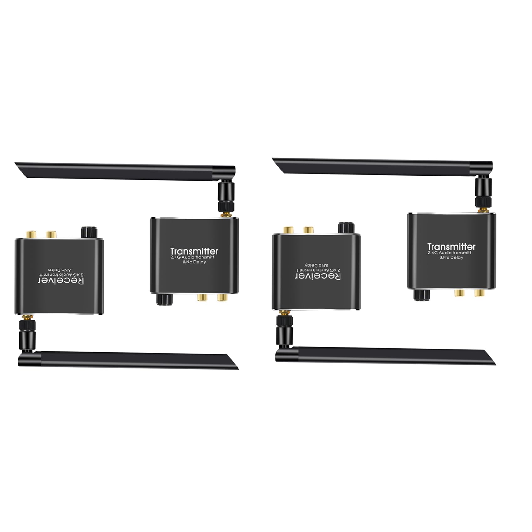 2X Transmisor y Receptor de MúSica de Audio InaláMbrico 50M 2.4G con Adaptador de Audio InaláMbrico R/L de 3,5 mm para DVD TV Computadora CD