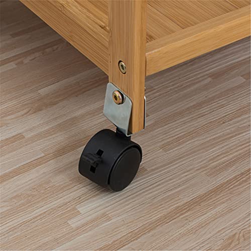 Wogqx 3 Tier Bamboo Kitchen Island Serving Cart Utility Trolley, Rolling Storage Cart Racks, Home Bar Storage Shelf, 1 Storage Drawers,C #TOP4