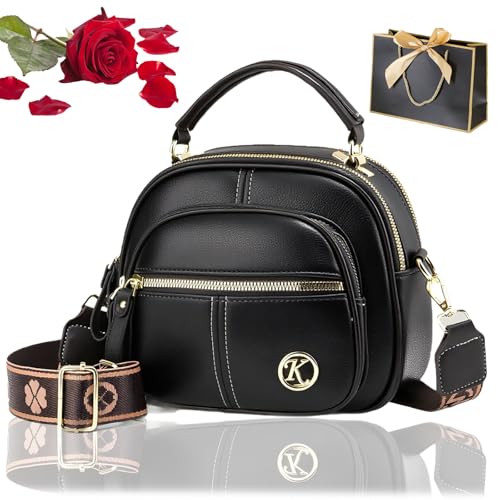 Easiotward Crossbody Bag, Classic Multifunctional Compartments Adjustable Wide Shoulder Strap Leather Crossbody Bag