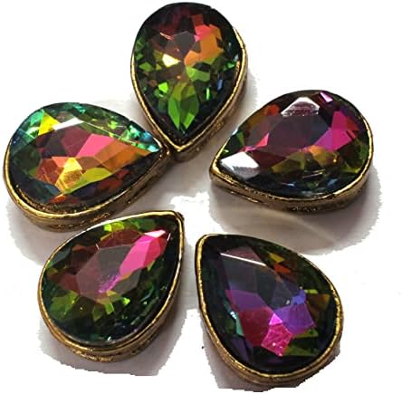 Mahabal Creations - Kundan Stones Glass Beads for Craft, Embroidery and Jewellery Making (20MM Drop 10Pcs Multicolor)