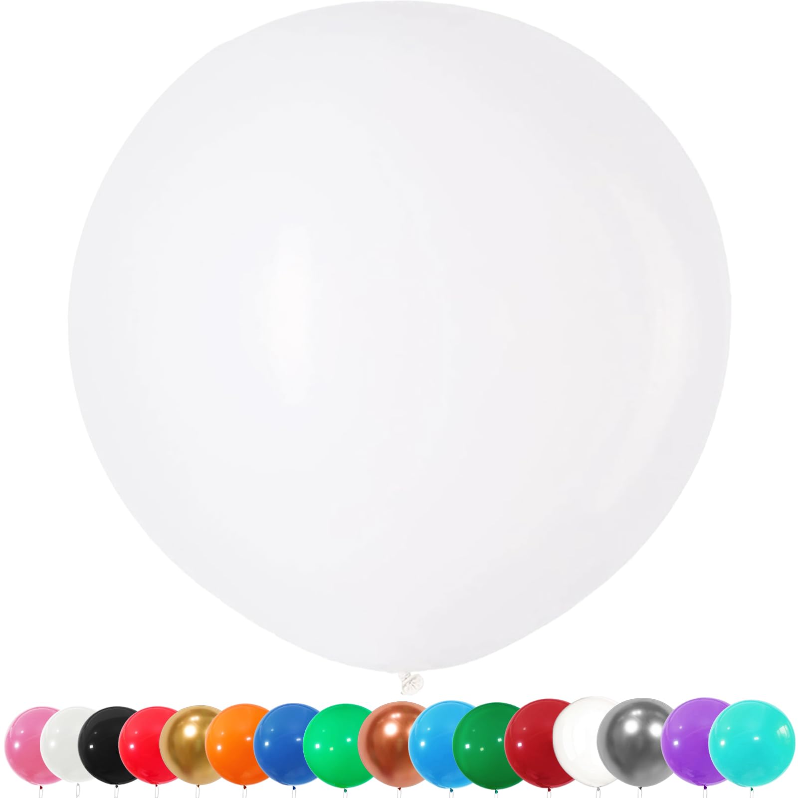 Globos Gigantes de Látex,6 Piezas Globos Grandes Redondos de Fiesta, Globo Blanco, Globos de Helio para boda, cumpleaños, baby shower, graduación, decoraciones de fiesta de ceremonia(90cm/36 inch)