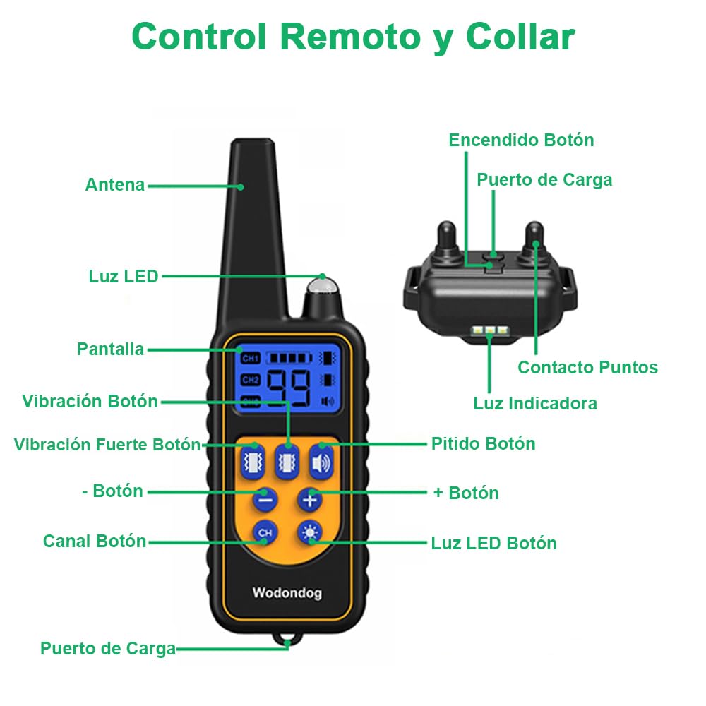 Collar de Adiestramiento para Perros, Sin Descarga Eléctrica, Collar Recargable con Función de Vibración Potente, Alcance 1000 Metros