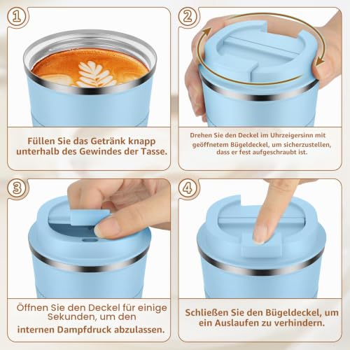 KETIEE Kaffeebecher to go,510ml Thermobecher Kaffee-to-go,Kaffeebecher Thermo,Doppelwandig Reisebecher Travel Mug… – Ansicht 6