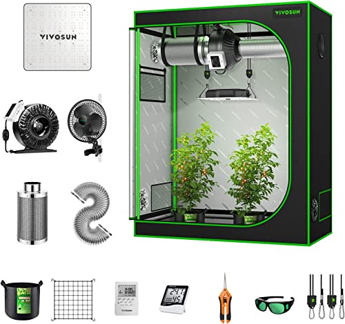 Vivosun Giy 4X2 Grow Tent Kit And Aerowave A6 Grow Tent Clip Fan, With Vs1000 Led Grow Light, 4 Inch 203 Cfm Inline Fan, Carbon Filter And 8 Ft. Ducting Combo, 48" X 24" X 60" #TOP11