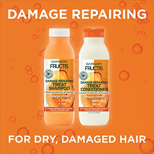 Garnier Fructis Damage Repairing Treat Conditioner, 98% Naturally Derived Ingredients, Papaya, Nourish Dry Damaged Hair, 11.8 Fl Oz #TOP2