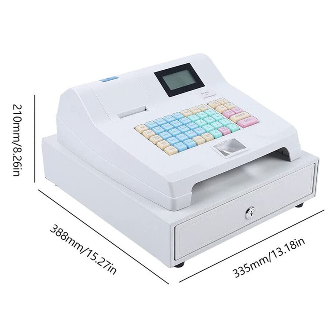 Elektronische Registrierkasse, 48 Tasten POS Registrierkasse mit 8 digitalen LED-Anzeige für Einzelhandel, Restaurant und Supermarkt Stores