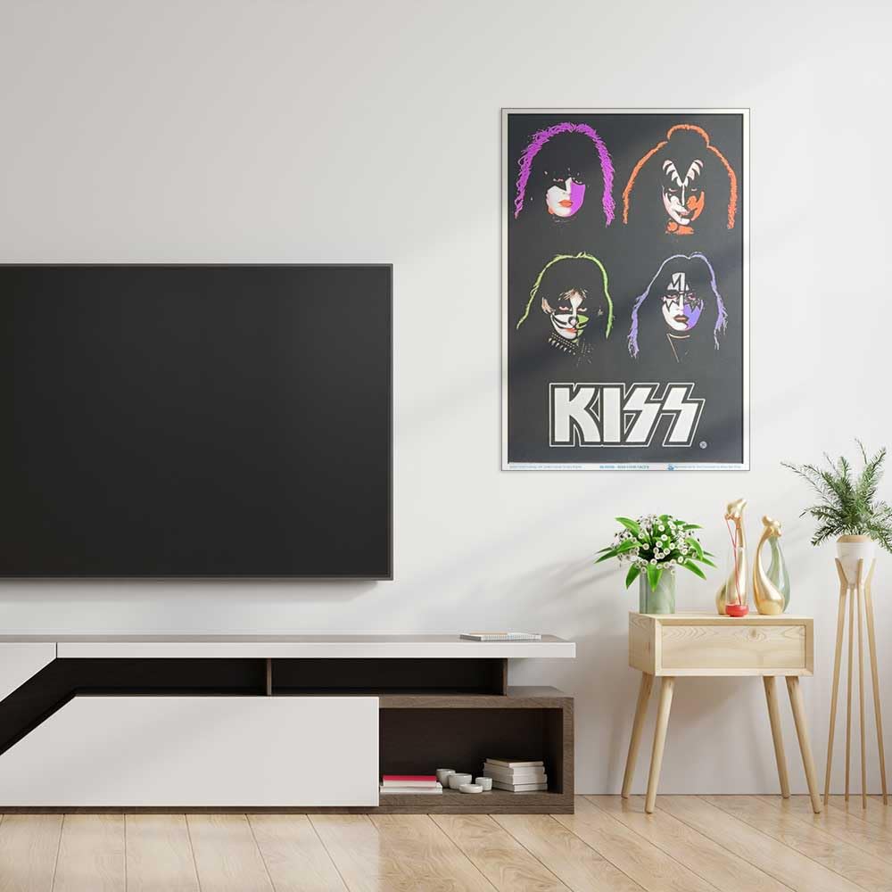 KISS - Four Faces - Officially Licensed, Authentic Blacklight