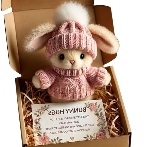 Mini lapin câlin mignon cadeau de Pâques, mini lapins, mini lapins dans une boîte, soutien émotionnel, poche positive en peluche pour la famille, les amis et les...