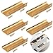 5 Piezas Manijas de Perfil de Cajón Juego de Manijas de Gabinete de Aluminio Ocultas Manija Curvada para Puerta de Aluminio Duradero, para Cajones, Armarios, Zapateros, Alacenas, Mesitas Noche—Dorado