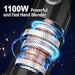 Immersion Blender Handheld 5 in 1-1100W Scratch Resistant Blender Stick, 12 Speed and Turbo Boost Hand Blender with Chopper,Beaker,Whisk and Milk Frother for Milkshake Puree Smoothie Food - Image 5